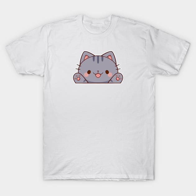 Pawzup! Grey Tabby Cat | Kawaii T-Shirt by KiiroiKat